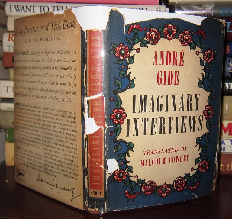 Item #37213 IMAGINARY INTERVIEWS. Andre Tran From The French Malcolm Cowley Gide.