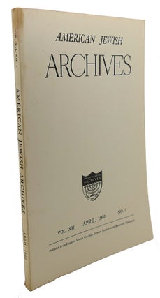 Item #109038 AMERICAN JEWISH ARCHIVES, VOL. XII, APRIL,1960, NO.1
