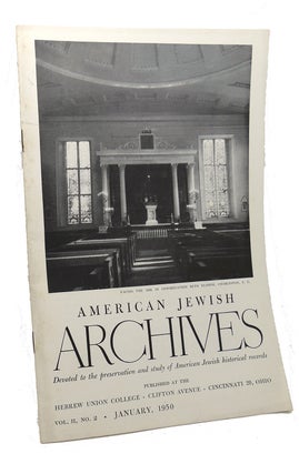 Item #109062 AMERICAN JEWISH ARCHIVES, VOL. II, JANUARY,1950, NO.2