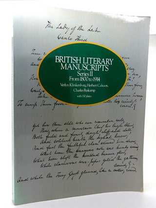 Item #114933 BRITISH LITERARY MANUSCRIPTS, SERIES II From 1800 to 1914. Verlyn Klinkenborg