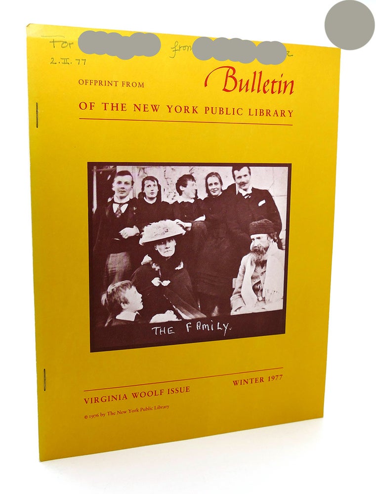 Item #115052 BULLETIN OF THE NEW YORK PUBLIC LIBRARY : VIRGINIA WOOLF ISSUE, WINTER 1977. Virginia Woolf.