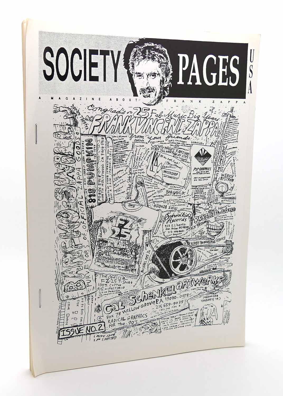 SOCIETY PAGES FRANK ZAPPA ISSUE NO. 2 A Magazine about Frank Zappa Fanzine, Frank Zappa Cal Schenkel