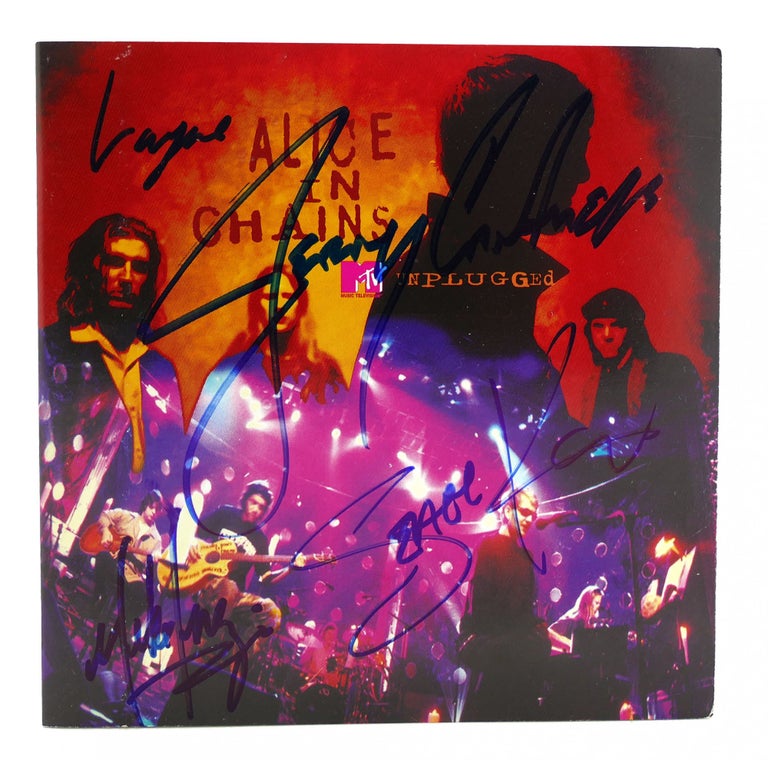 Item #127221 SIGNED ALICE IN CHAINS UNPLUGGED Signed. Layne Staley Jerry Cantrell Mike Inez Sean Kinney.