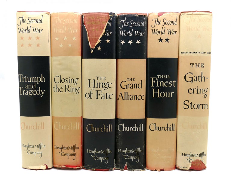 Item #137927 THE SECOND WORLD WAR: TRIUMPH AND TRAGEDY IN SIX VOLUMES The Gathering Storm; Their Finest Hour; the Grand Alliance; the Hinge of Fate; Closing the Ring; Triumph and Tragedy. Winston S. Churchill.