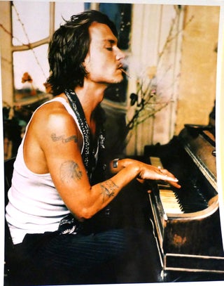 Item #142793 JOHNNY DEPP PLAYING PIANO PHOTO 8'' x 10'' inch Photograph. Johnny Depp