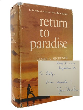 RETURN TO PARADISE Signed 1st. James A. Michener.