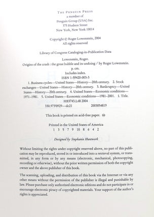 ORIGINS OF THE CRASH; SIGNED 1st the Great Bubble and its Undoing