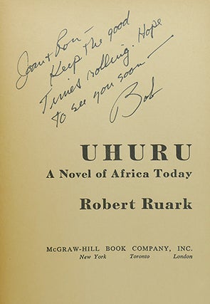 UHURU Signed 1st a Novel of African Today