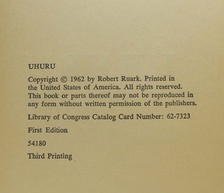 UHURU; Signed 1st a Novel of African Today