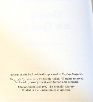 GOOD AS GOLD Signed 1st Franklin Library