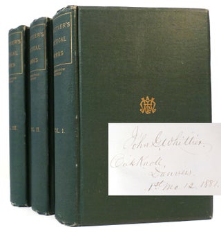 Item #160971 THE POETICAL WORKS OF JOHN GREENLEAF WHITTIER In 3 Volumes Signed. John Greenleaf...