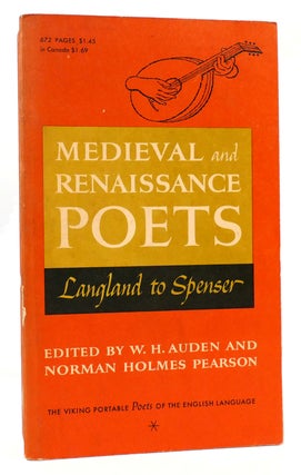 Item #166673 MEDIEVAL AND RENAISSANCE POETS: LANGLAND TO SPENSER. Norman Holmes Pearson W. H. Auden