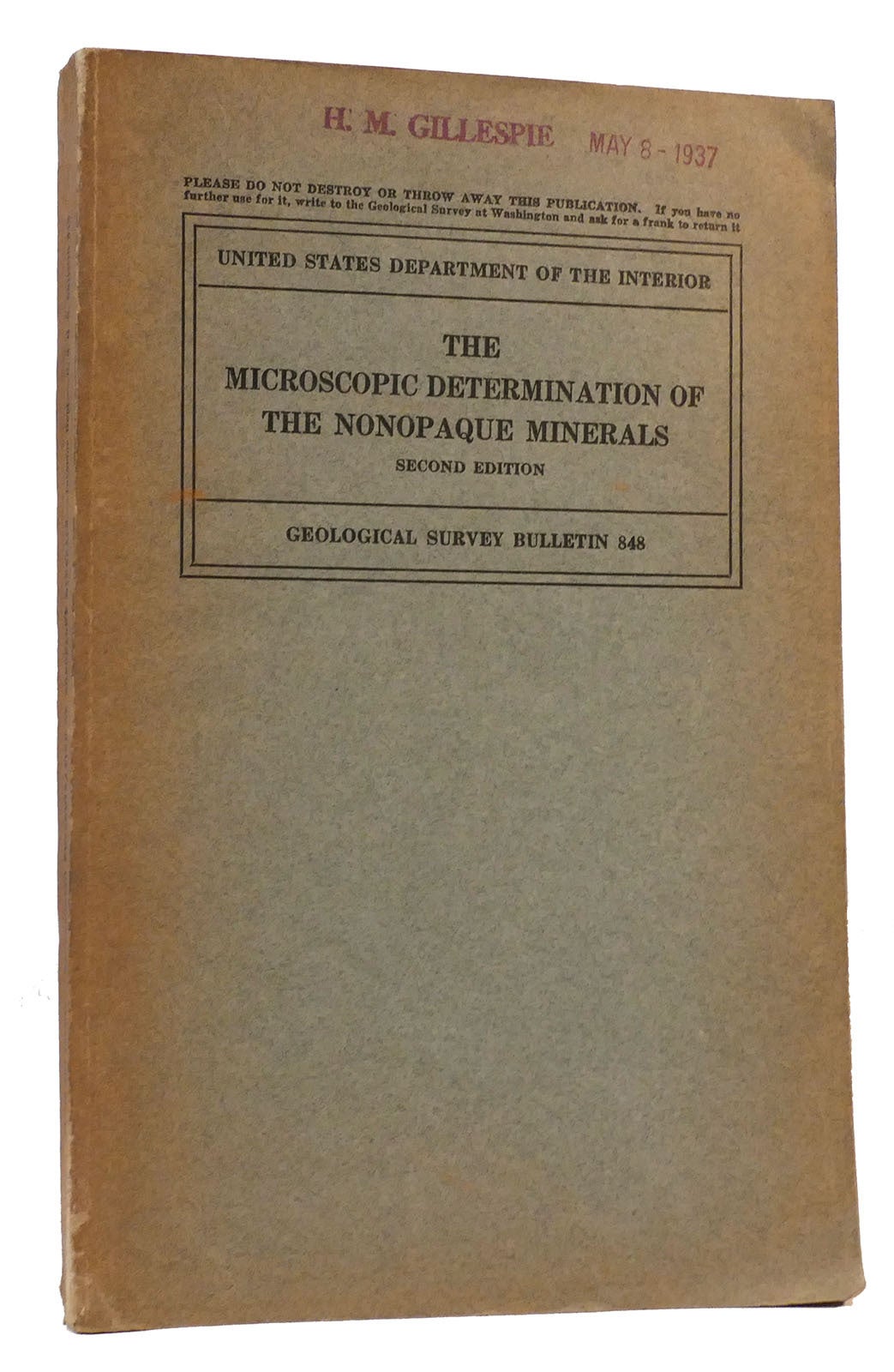 THE MICROSCOPIC DETERMINATION OF THE NONOPAQUE MINERALS | Harry Berman ...