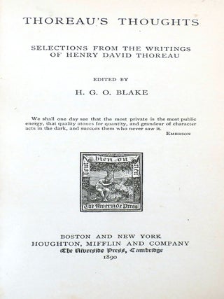 THOREAU'S THOUGHTS; Selections from the Journals of Thoreau