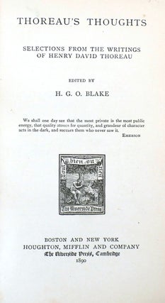 THOREAU'S THOUGHTS; Selections from the Journals of Thoreau