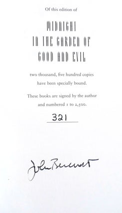 MIDNIGHT IN THE GARDEN OF GOOD AND EVIL; SIGNED Ltd.