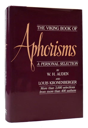 Item #169906 VIKING BOOK OF APHORISMS. W. H. Auden