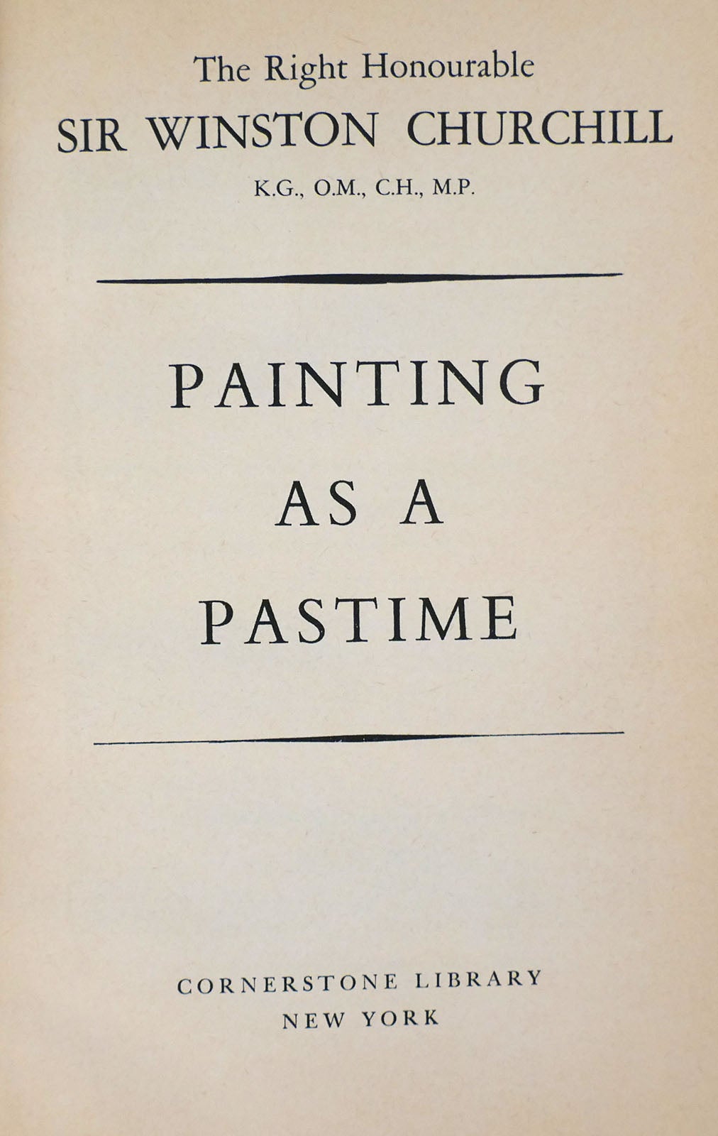 PAINTING AS A PASTIME | Winston S. Churchill | First Edition Thus