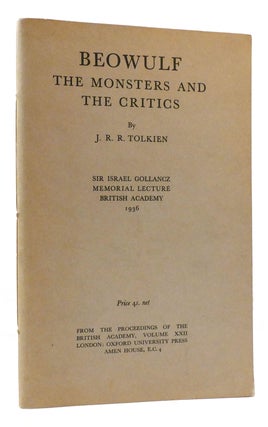 Item #177580 BEOWULF The Monsters and the Critics. J. R. R. Tolkien
