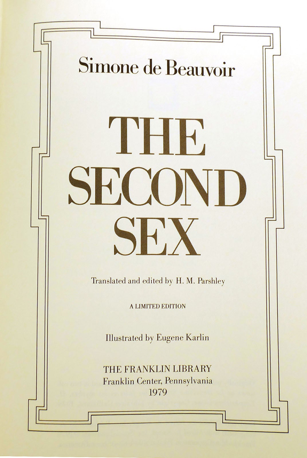 THE SECOND SEX SIGNED | Simone De Beauvoir | First Edition; First Printing