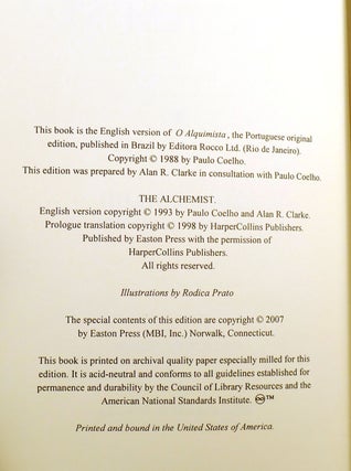 THE ALCHEMIST SIGNED; Easton Press