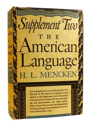Item #184156 THE AMERICAN LANGUAGE: SUPPLEMENT TWO. H. L. Mencken