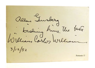 Item #185445 NOTES AFTER AN EVENING WITH WILLIAM CARLOS WILLIAMS Portents 17. Allen Ginsberg...