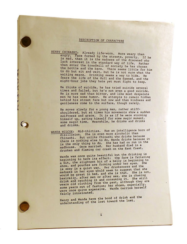 Item #185520 BARFLY; Shooting Script. Charles Bukowski.
