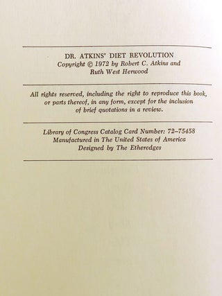 DR. ATKINS' DIET REVOLUTION THE HIGH CALORIE WAY TO STAY THIN FOREVER
