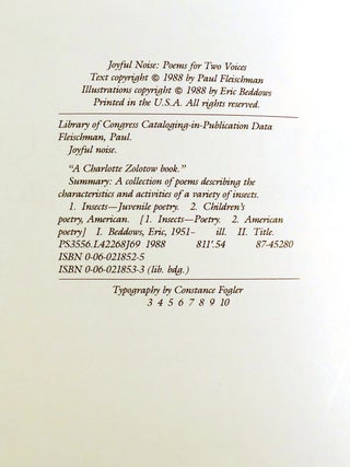JOYFUL NOISE SIGNED; Poems for Two Voices