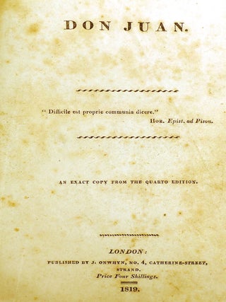 DON JUAN; An Exact Copy Form the Quarto Edition