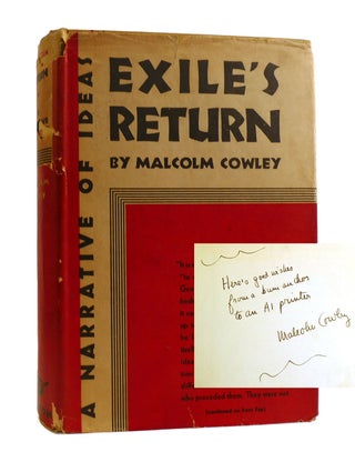 EXILE'S RETURN SIGNED. Malcolm Cowley.