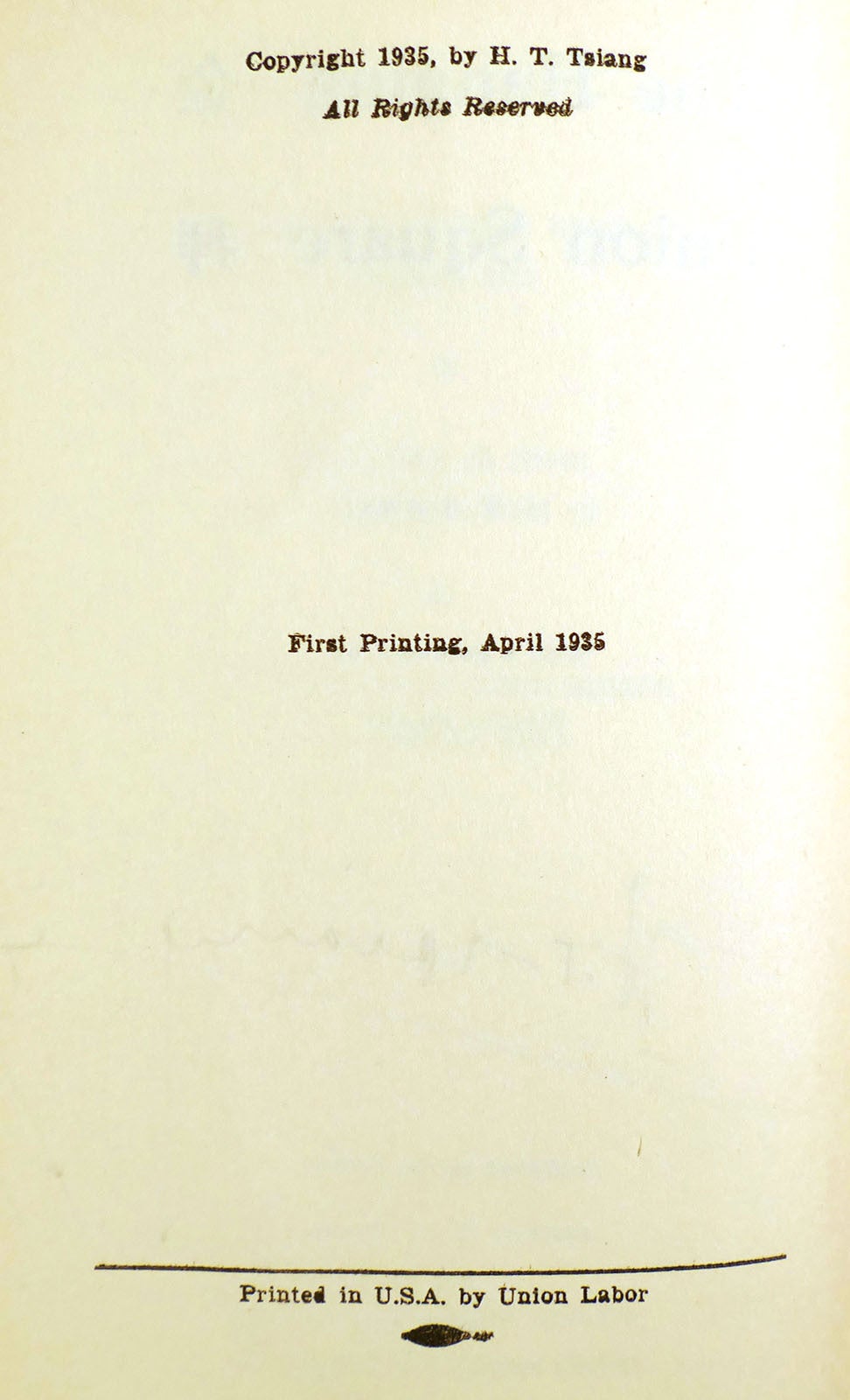 THE HANGING ON UNION SQUARE; Signed | H. T. Hsi Tseng Tsiang | First ...
