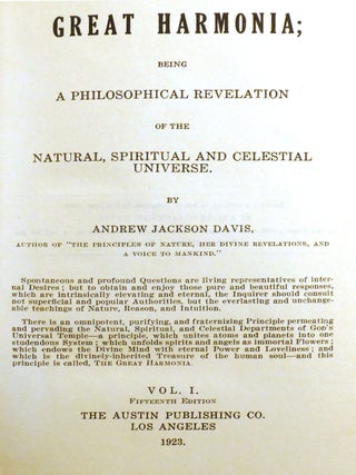 THE GREAT HARMONIA 5 VOLUME SET; A Revelation of the Seven Mental States, and of the Laws and Effects of Man's Relations to the Spiritual Universe