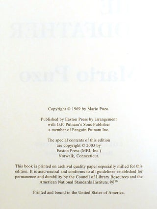 THE GODFATHER, OMERTA, THE LAST DON; Easton Press