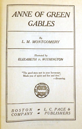 ANNE OF GREEN GABLES