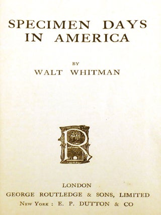 SPECIMEN DAYS IN AMERICA