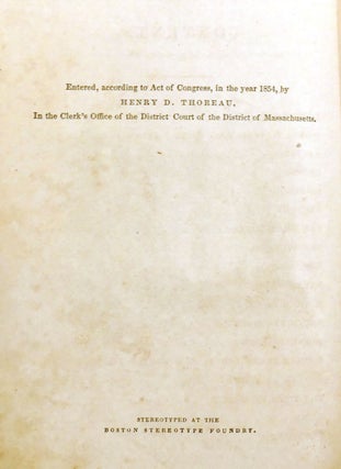 WALDEN, OR, LIFE IN THE WOODS; First Edition 1854