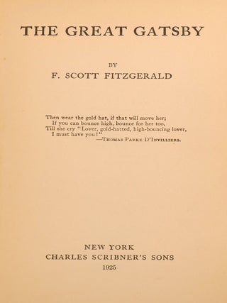 THE GREAT GATSBY; True First Issue in Original Jacket