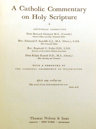 A CATHOLIC COMMENTARY ON HOLY SCRIPTURE
