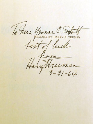 MEMOIRS OF HARRY S. TRUMAN 2 VOLUME SET; Year of Decisions, Years of Trial and Hope 1946-1952 Signed