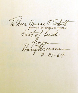 MEMOIRS OF HARRY S. TRUMAN 2 VOLUME SET; Year of Decisions, Years of Trial and Hope 1946-1952 Signed