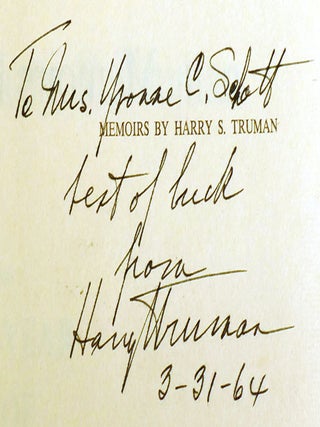 MEMOIRS OF HARRY S. TRUMAN 2 VOLUME SET; Year of Decisions, Years of Trial and Hope 1946-1952 Signed