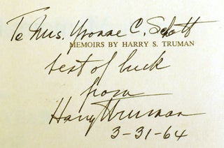 MEMOIRS OF HARRY S. TRUMAN 2 VOLUME SET; Year of Decisions, Years of Trial and Hope 1946-1952 Signed