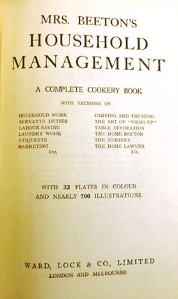 HOUSEHOLD MANAGEMENT; A Complete Cookery Book