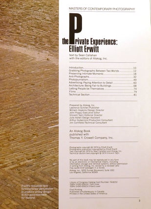THE PRIVATE EXPERIENCE: ; Personal Insights of a Professional Photographer Signed