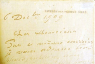 CLAUDE MONET - AUTOGRAPH LETTER; Regarding Shipment of His Paintings SIGNED