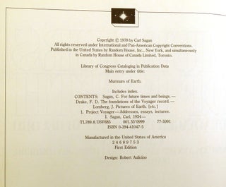 MURMURS OF EARTH; The Voyager Interstellar Record Signed