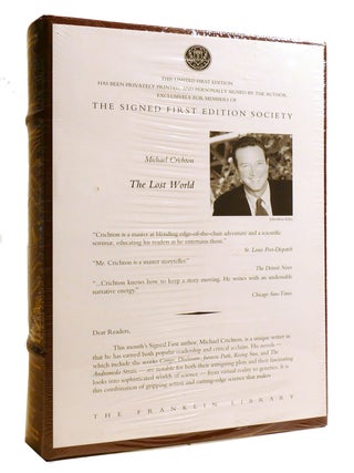 THE LOST WORLD; Franklin Library Signed. Michael Crichton.