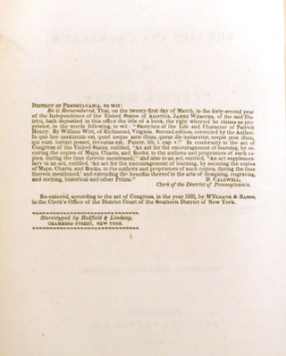 SKETCHES OF THE LIFE AND CHARACTER OF PATRICK HENRY